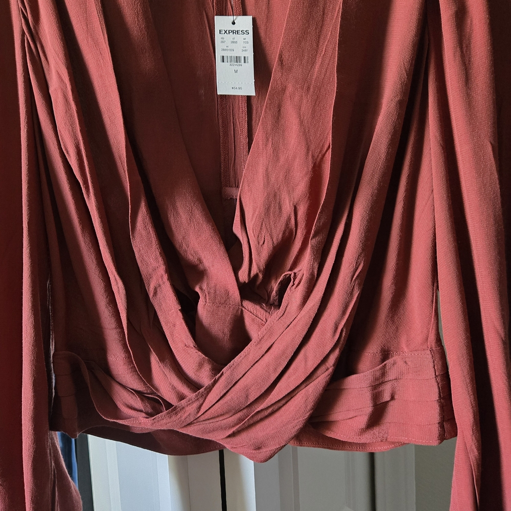 Express Women's Rust Wrap Top
